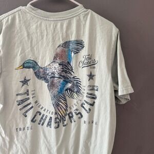 Tail Chasers Club Mens Sage‎ Green Mallard Duck Graphic T-Shirt Size M Hunting